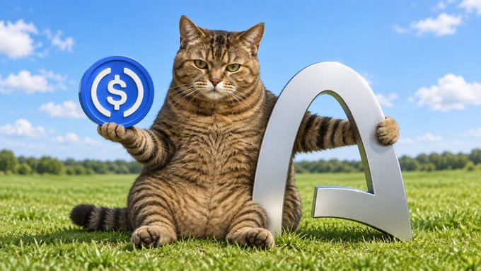 Bean Cat holding a USDC coin beside the Arc symbol
